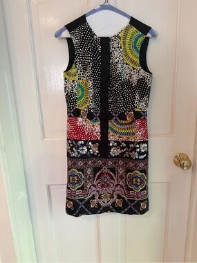 Nanette Lepore Embellished Mixed Print Sheath Dress Size 2